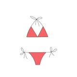 Röd vektorbaddräkt för kvinnan, sommartid, semester, strandkläder royaltyfri illustrationer Röd vektorbaddräkt för kvinnan, sommartid, semester, strandkläder royaltyfri illustrationer
