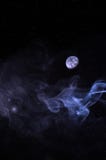 Rökig bakgrund med planeten och stjärnor stock illustrationer Rökig bakgrund med planeten och stjärnor stock illustrationer