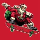 Ręka rysunku styl Santa Claus doskakiwanie z jazdy deskorolka ilustracja wektor Ręka rysunku styl Santa Claus doskakiwanie z jazdy deskorolka ilustracja wektor