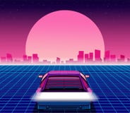 80s style sci-fi background with supercar. Retro future. 80s style sci-fi background with supercar. Futuristic retro car. Vector retro futuristic synth royalty free illustration 80s style sci-fi background with supercar. Retro future. 80s style sci-fi background with supercar. Futuristic retro car. Vector retro futuristic synth royalty free illustration