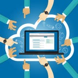 SaaS Software as a service cloud application access internet subscription basis centrally hosted on-demand software vector illustration SaaS Software as a service cloud application access internet subscription basis centrally hosted on-demand software vector illustration