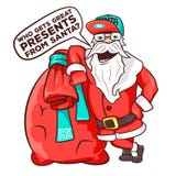 Saco levando de Papai Noel completamente de presentes ilustração do vetor Saco levando de Papai Noel completamente de presentes ilustração do vetor