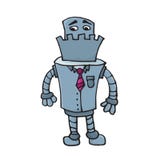 Sad business robot character in suit and tie. Vector illustration isolated on white royalty free illustration Sad business robot character in suit and tie. Vector illustration isolated on white royalty free illustration