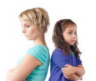 Sad mother and daughter back to back royalty free stock image Sad mother and daughter back to back royalty free stock image