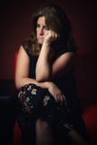 Sad, worried or nostalgic woman sitting lonely royalty free stock images Sad, worried or nostalgic woman sitting lonely royalty free stock images