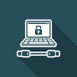 Safe transfer and cable connection - Flat minimal icon. Flat and isolated vector eps illustration icon with minimal design and long shadow royalty free illustration Safe transfer and cable connection - Flat minimal icon. Flat and isolated vector eps illustration icon with minimal design and long shadow royalty free illustration