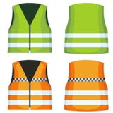 Safety road vest, waistcoat with reflective stripes vector set royalty free illustration Safety road vest, waistcoat with reflective stripes vector set royalty free illustration