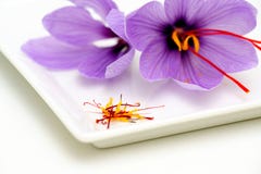 Saffron Flowers And Stamens Stock Images