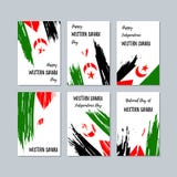 Sahara Patriotic Cards occidentale per la festa nazionale illustrazione vettoriale Sahara Patriotic Cards occidentale per la festa nazionale illustrazione vettoriale