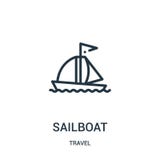 sailboat icon vector from travel collection. Thin line sailboat outline icon vector illustration. Linear symbol for use on web and royalty free illustration sailboat icon vector from travel collection. Thin line sailboat outline icon vector illustration. Linear symbol for use on web and royalty free illustration