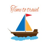 Sailboat και κειμένων χρόνος να ταξιδεψει r απεικόνιση αποθεμάτων Sailboat και κειμένων χρόνος να ταξιδεψει r απεικόνιση αποθεμάτων