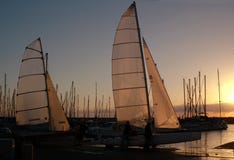 Sailboats At Sunset Stock Image