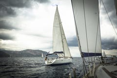 Sailing ship yachts during regatta in the sea. stock images Sailing ship yachts during regatta in the sea. stock images