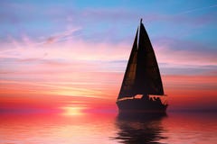 Sailing at sunset on the ocean royalty free stock photography Sailing at sunset on the ocean royalty free stock photography