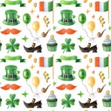 Saint Patrick`s day seamless pattern with leprechaun hat