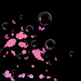 Sakura butterflie rosa körsbärsröda blomningar, bubblor, fjärilar stock illustrationer Sakura butterflie rosa körsbärsröda blomningar, bubblor, fjärilar stock illustrationer