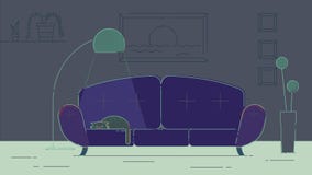 Sala de estar con un gato ilustración del vector Sala de estar con un gato ilustración del vector