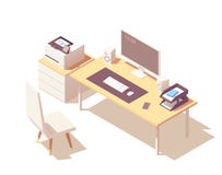 Sala isométrica do escritório do vetor ilustração royalty free Sala isométrica do escritório do vetor ilustração royalty free
