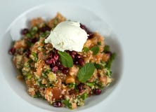 Salad of fresh vegetables, pomegranate seeds and ice cream Stock Photos Salad of fresh vegetables, pomegranate seeds and ice cream Stock Photos