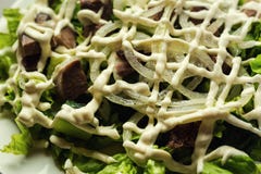 Salad with meat, mushrooms and cucumber and olives,tasty salad i stock photos Salad with meat, mushrooms and cucumber and olives,tasty salad i stock photos