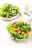 Salada fresca vermelha e amarela do tomate com com as sementes da romã imagem de stock royalty free Salada fresca vermelha e amarela do tomate com com as sementes da romã imagem de stock royalty free
