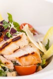 Salade de César fraîche savoureuse avec le poulet et le parmesan grillés image libre de droits Salade de César fraîche savoureuse avec le poulet et le parmesan grillés image libre de droits