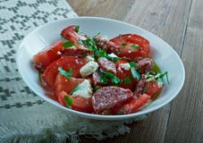 Salade de tomate de chorizo Photo stock Salade de tomate de chorizo Photo stock