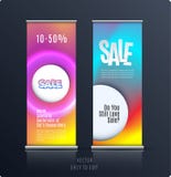Sale banner. Abstract business vector of roll up stand design with colourful background for, show, expo, shopping. stock illustration Sale banner. Abstract business vector of roll up stand design with colourful background for, show, expo, shopping. stock illustration