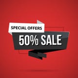 50% sale banner template in business origami style