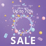Sale banner template, 3d figures realistic vector primitives composition royalty free illustration Sale banner template, 3d figures realistic vector primitives composition royalty free illustration