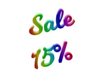 Sale 15 Percents Discount Calligraphic 3D Rendered Text Illustration Colored With RGB Rainbow Gradient. Isolated On White Background vector illustration Sale 15 Percents Discount Calligraphic 3D Rendered Text Illustration Colored With RGB Rainbow Gradient. Isolated On White Background vector illustration