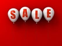 Sale text på vitballonger som isoleras på röd bakgrund med skugga vektor illustrationer Sale text på vitballonger som isoleras på röd bakgrund med skugga vektor illustrationer