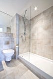 Salle de bains moderne de suite d'en avec la grande douche image libre de droits Salle de bains moderne de suite d'en avec la grande douche image libre de droits