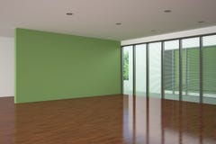 Salle de séjour vide moderne avec le mur vert illustration stock Salle de séjour vide moderne avec le mur vert illustration stock