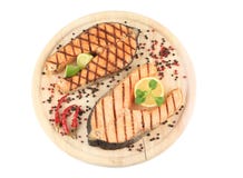 2 salmon стейка на диске Стоковые Изображения RF