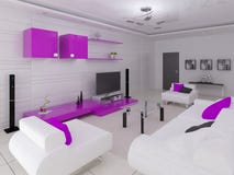 Salon moderne dans le style de pointe avec les meubles fonctionnels illustration stock Salon moderne dans le style de pointe avec les meubles fonctionnels illustration stock