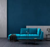 Salone blu scuro moderno interno con lo strato azzurrato di colore, derisione della parete su illustrazione vettoriale Salone blu scuro moderno interno con lo strato azzurrato di colore, derisione della parete su illustrazione vettoriale