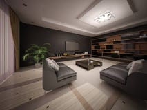 Salone spazioso nello stile moderno con mobilia funzionale illustrazione vettoriale Salone spazioso nello stile moderno con mobilia funzionale illustrazione vettoriale