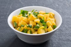 Salsa With Mango, Coriander And Curry Paste Stock Photos