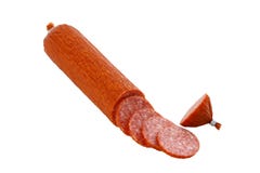 Salsicha cortada do salami foto de stock Salsicha cortada do salami foto de stock