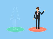 Saltar do homem de negócios da zona de conforto ao sucesso ilustração royalty free Saltar do homem de negócios da zona de conforto ao sucesso ilustração royalty free