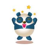 Salto bonito do caráter do urso dos desenhos animados de Panda Activity Illustration With Humanized entusiasmado e ectático ilustração do vetor Salto bonito do caráter do urso dos desenhos animados de Panda Activity Illustration With Humanized entusiasmado e ectático ilustração do vetor