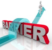 Salto sobre barreras - el hombre monta la flecha sobre palabra stock de ilustración Salto sobre barreras - el hombre monta la flecha sobre palabra stock de ilustración