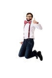 Salto vestindo dos suspensórios do homem antiquado fotos de stock Salto vestindo dos suspensórios do homem antiquado fotos de stock