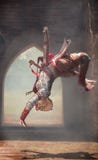 Saltos mortais do deus do macaco de Hanuman em Khon ou na pantomima tailandesa tradicional como um desempenho de dança cultural d fotografia de stock Saltos mortais do deus do macaco de Hanuman em Khon ou na pantomima tailandesa tradicional como um desempenho de dança cultural d fotografia de stock