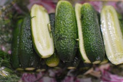 Salzige und marinierte grüne Gurken lizenzfreie stockbilder Salzige und marinierte grüne Gurken lizenzfreie stockbilder