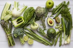 Samling av gröna frukt- och grönsakingredienser royaltyfria bilder Samling av gröna frukt- och grönsakingredienser royaltyfria bilder