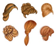 Samling av kvinnliga frisyrer f?r kort, l?ngt och medelh?r Frisyrer ?r trendiga, h?rliga och stilfulla F?r brunetter royaltyfri illustrationer Samling av kvinnliga frisyrer f?r kort, l?ngt och medelh?r Frisyrer ?r trendiga, h?rliga och stilfulla F?r brunetter royaltyfri illustrationer