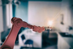 Sammansatt bild av den illustrativa bilden av den hållande glödtråden 3d för robotic hand royaltyfri illustrationer Sammansatt bild av den illustrativa bilden av den hållande glödtråden 3d för robotic hand royaltyfri illustrationer
