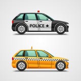 Samochody policyjni i taxi ilustracja wektor Samochody policyjni i taxi ilustracja wektor